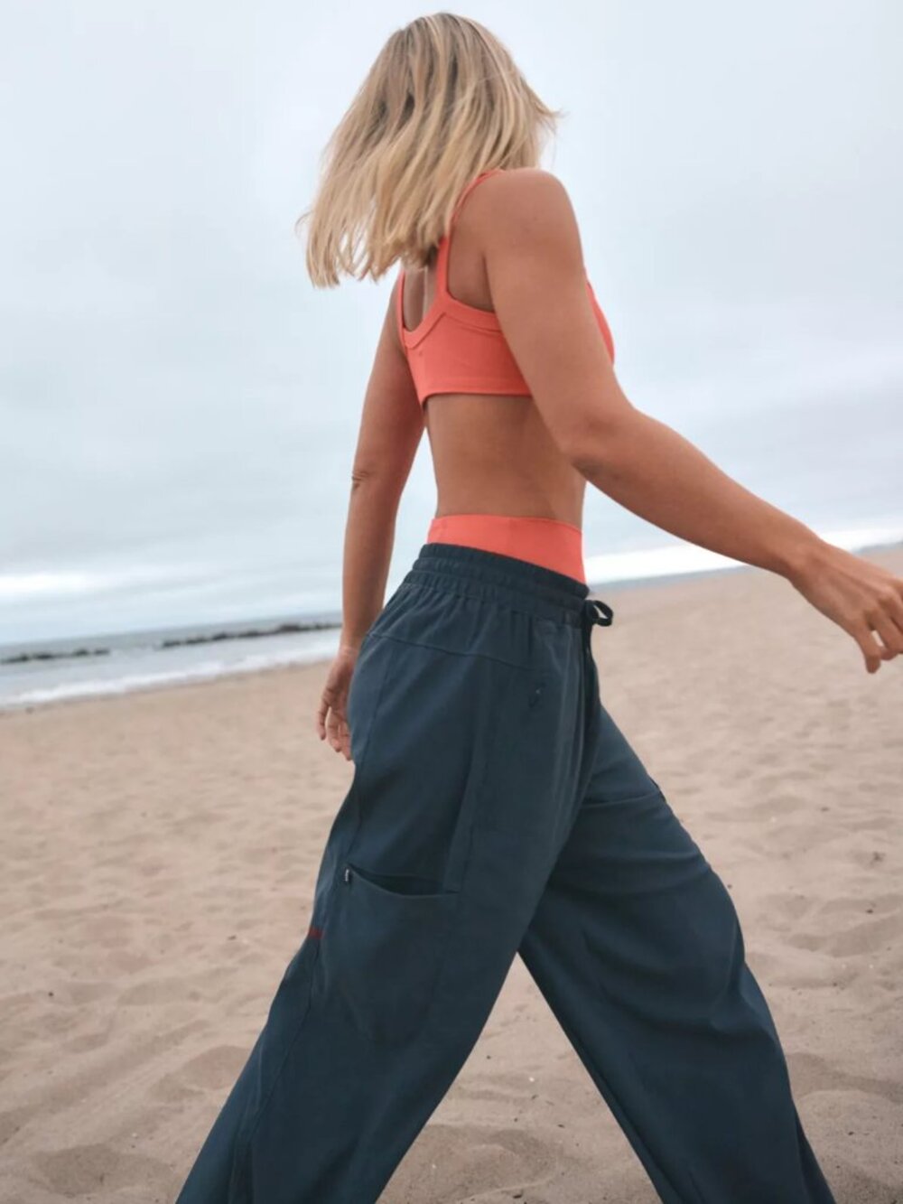 Prana Navy "Send Off" Wide Leg Drawstring Pant in Stormy Night Medium